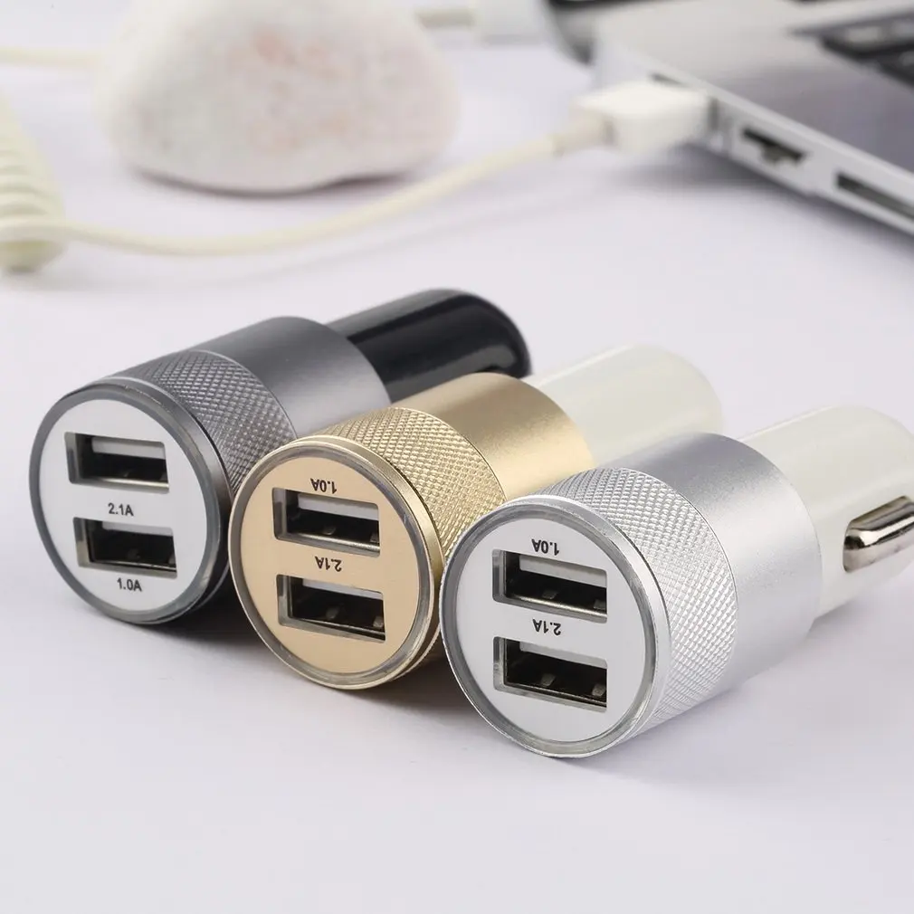 DC12 24V 2.1A 1.0A алюминиевый двойной usb порт USB универсальный автомобильный адаптер