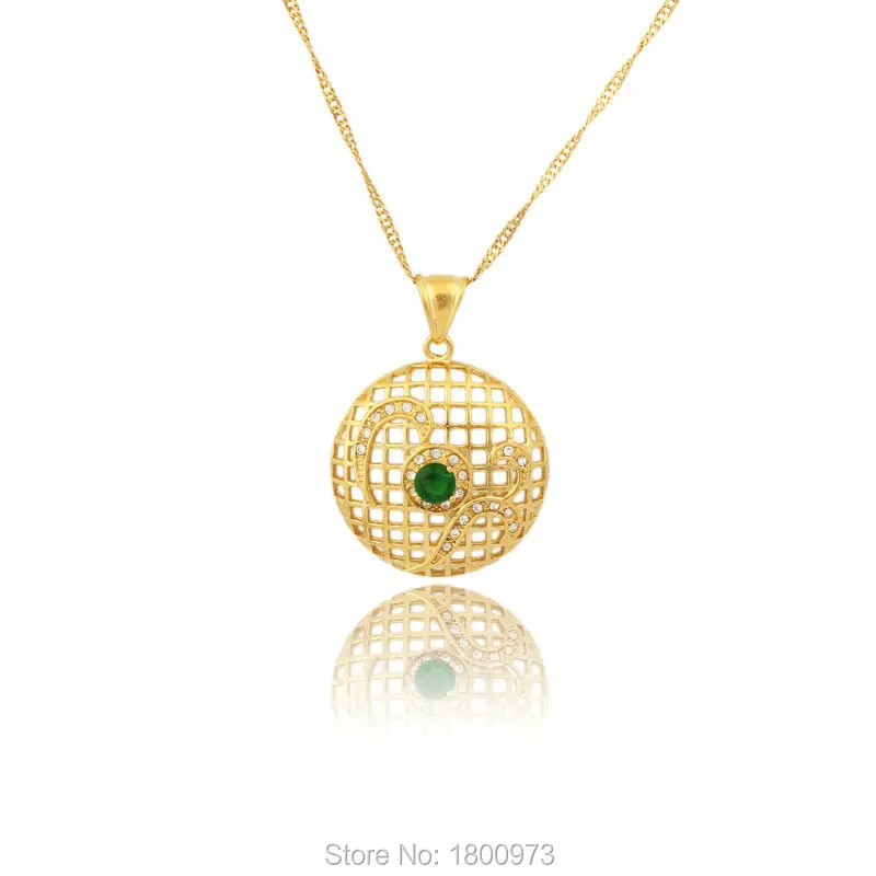 Круглый Кулон из фиопийского зеленого камня ожерелье для женщин и мужчин с