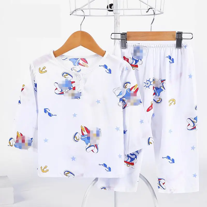 Summer new children's pajamas cute cartoon boys air conditioning home clothes long-sleeved pants suit 9425 |