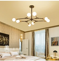 Современная люстра-спутник осветительное приспособление Скандинавское полузаподлицо потолочный светильник матовый античный золотой светильник ing 6-светильник домашний декор - Цвет абажура: 8 light black