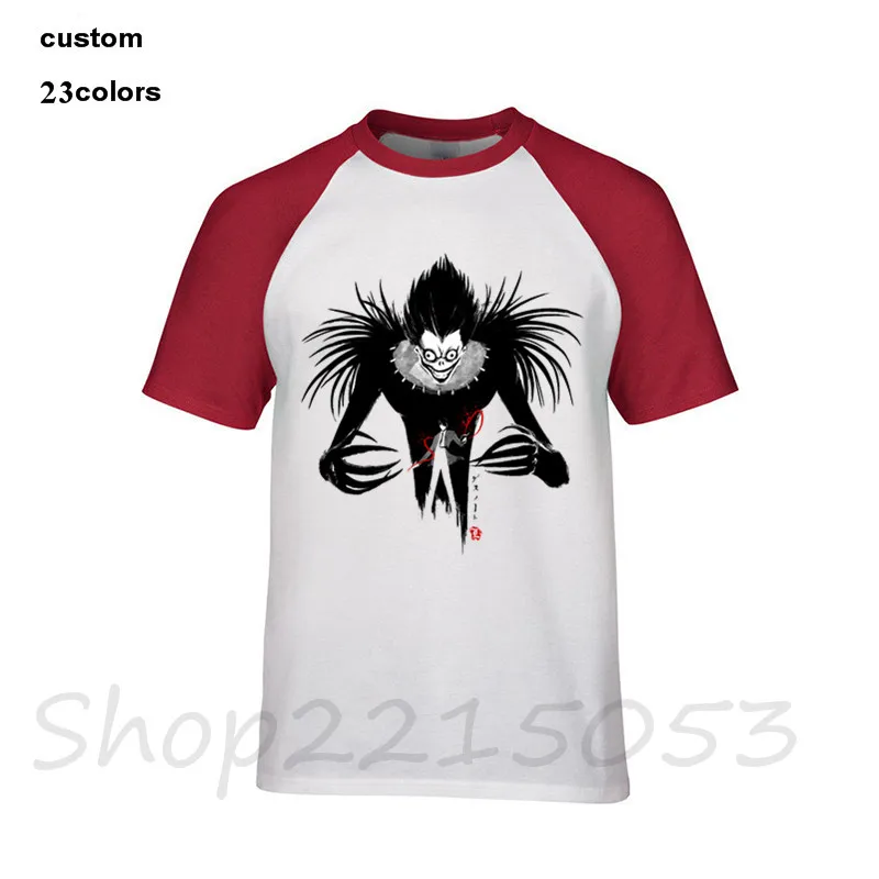 2018 забавные мужские футболки Shinigami Death Note черно белый хлопковый костюм Мужская