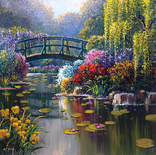 

Needlework Crafts 14CT Unprinted Embroidery Quality Counted Cross Stitch Kits Set DIY Lake Garden Bridge Scenery Home Decor