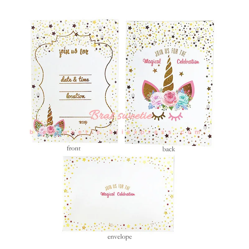 unicorn shinny card Вечерние бумажные коробки для конфет с единорогом, Подарочный пакет из крафт-бумаги, коробка для попкорна для детского душа, свадебные украшения, принадлежности для дня рождения - Цвет: unicorn shinny card