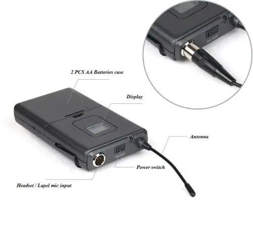 Bolymic Профессиональный 4 канала PLL UHF Wireess Lavalier отворотом микрофонная система micro
