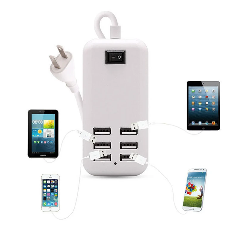 Универсальное зарядное устройство с 6 USB портами для iPhone iPad планшетов настольных