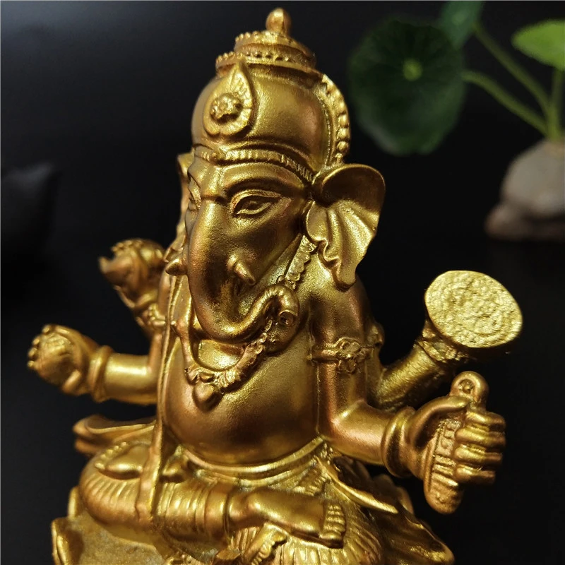 Статуя Будды Golden Lord Ganesha индийский слон Бог скульптура Ганеш статуэтки украшения
