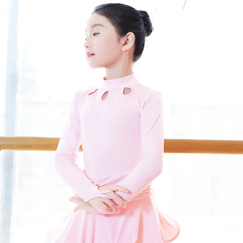 Latin Dance Dresses For Girls Kids Competition Skirt Dress Performance Salsa Pink Standing Collar Suit | Тематическая одежда и