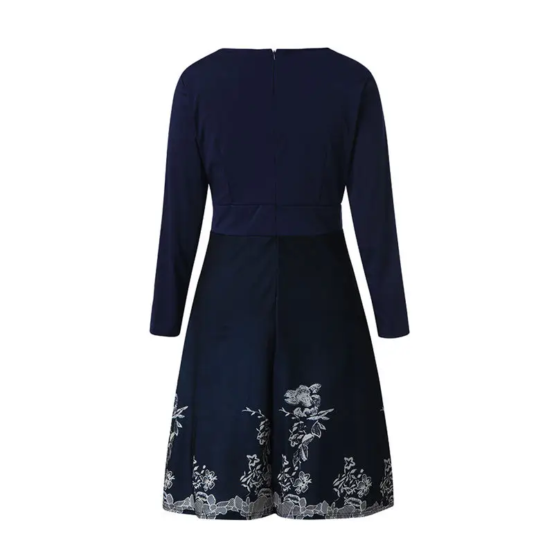 Женское винтажное платье трапециевидной формы Повседневное до колена с