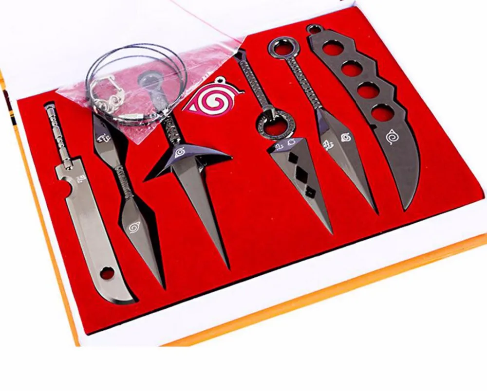7 шт./компл. розничная продажа Naruto Hatake Kakashi Deidara Kunai оружие сюрикен подвеска для