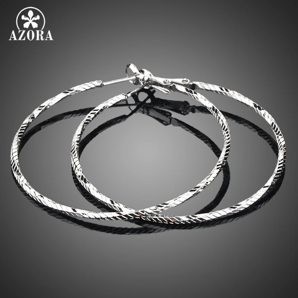 Классические круглые серьги кольца AZORA TE0024 белого и золотого цвета|hoop earrings|round hoop