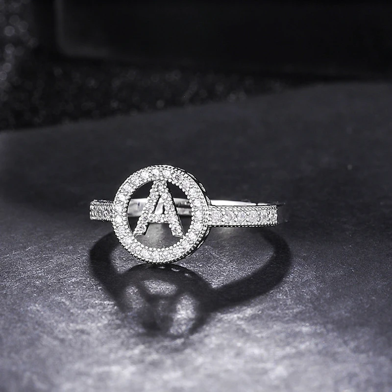 Новые Кольца с буквами начального алфавита от A до Z серебро 925 пробы кубический