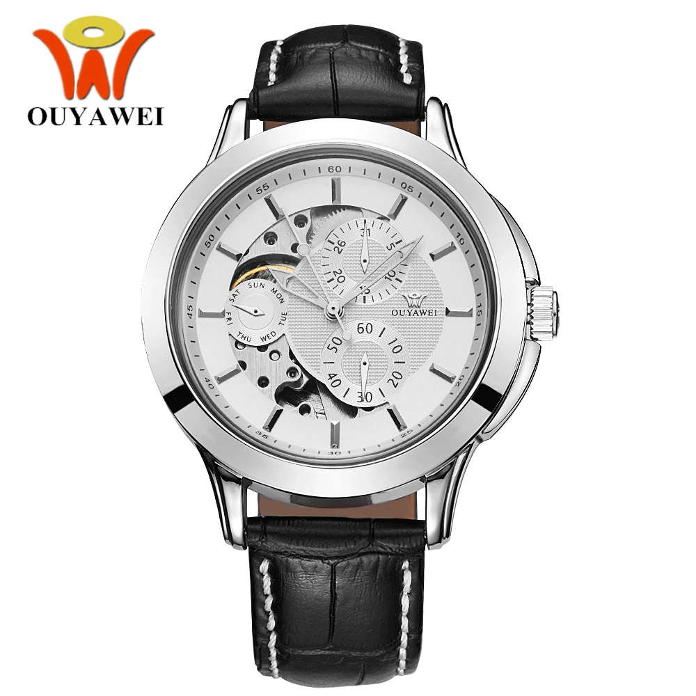 Часы наручные OUYAWEI Мужские механические брендовые аналоговые Роскошные с