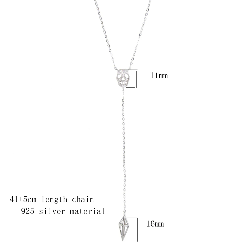 1skull silver Женское Ожерелье с черепом, Стерлинговое серебро 925, западный стиль, двойное многослойное серебряное ожерелье с цепочкой, золото и белый цвет - Окраска металла: 1skull silver