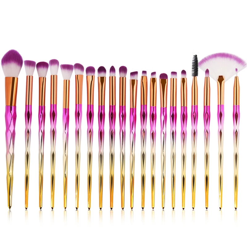 20pcs Pink Gold SinSo набор кистей для макияжа 10-21 шт Профессиональный набор кистей для макияжа единорога основа, румяна, тени для век Контур Макияж Кисти Инструменты - Handle Color: 20pcs Pink Gold