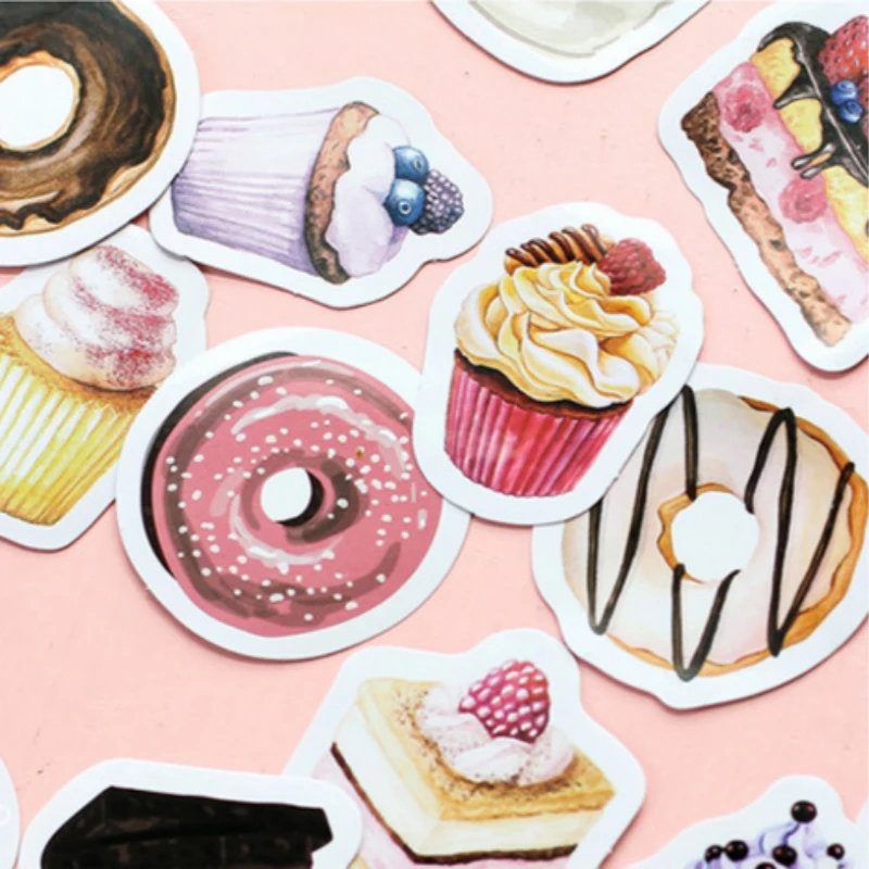 DIY 45 Pcs Happy Birthday Cake Mini Paper Sticker Decoration Diary Scrapbooking Label children's favorit Stationery | Канцтовары для