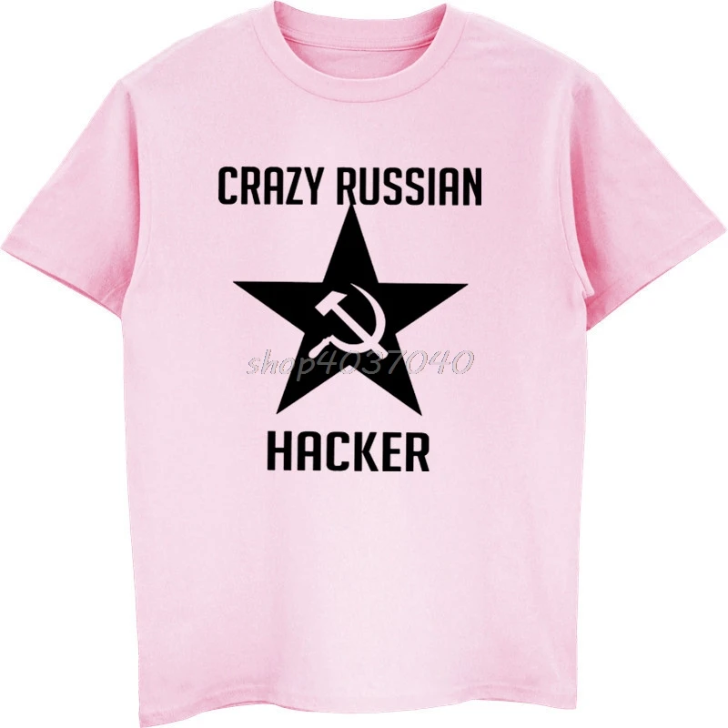 Забавная летняя футболка Crazy Russian Hacker с принтом СССР Мужская хлопковая коротким