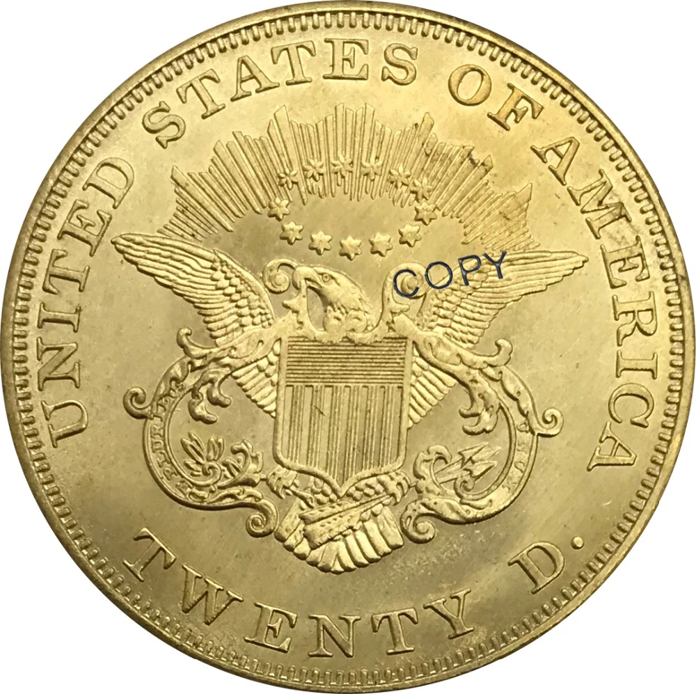 O 1852 США 20 долларов Liberty Head Золотая монета латунная Коллекционная КОПИЯ | Дом и сад
