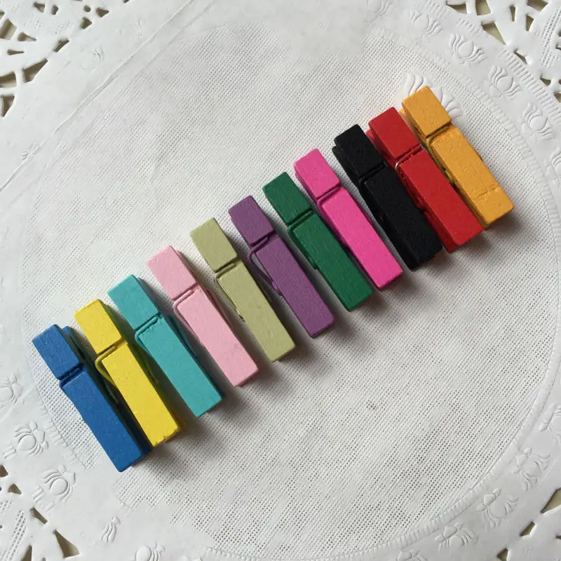(50pcs/lot) 35 MM Wood Wooden Snacks Pin Folder Clothespin Desk Paper Photo Clip Mini Clothespins | Дом и сад