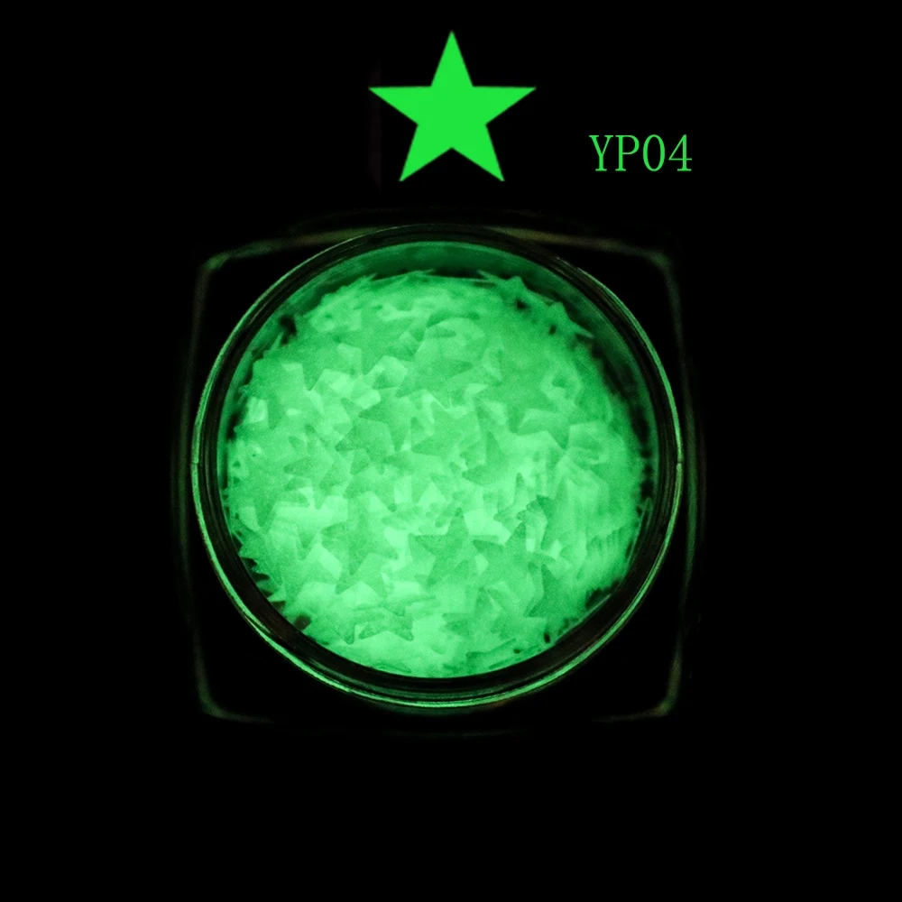 YP04 3D светится в темноте ногтей блестки светящиеся Луна Звезда цветок Ломтики ногтей Декор блестка флуоресцентные хлопья LAYP01-07 - Цвет: YP04