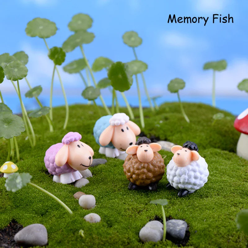 12 pcs/4 Color/4 Design 2.5 x 3 cm Cute Mini Cartoon Sheep Home Decor Garden Miniature Ornaments Anime Action Figures kids Toys | Игрушки и