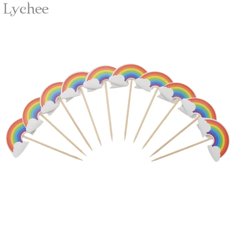 Lychee Life 24 шт. Мультяшные радужные топперы для кексов детские украшения дня