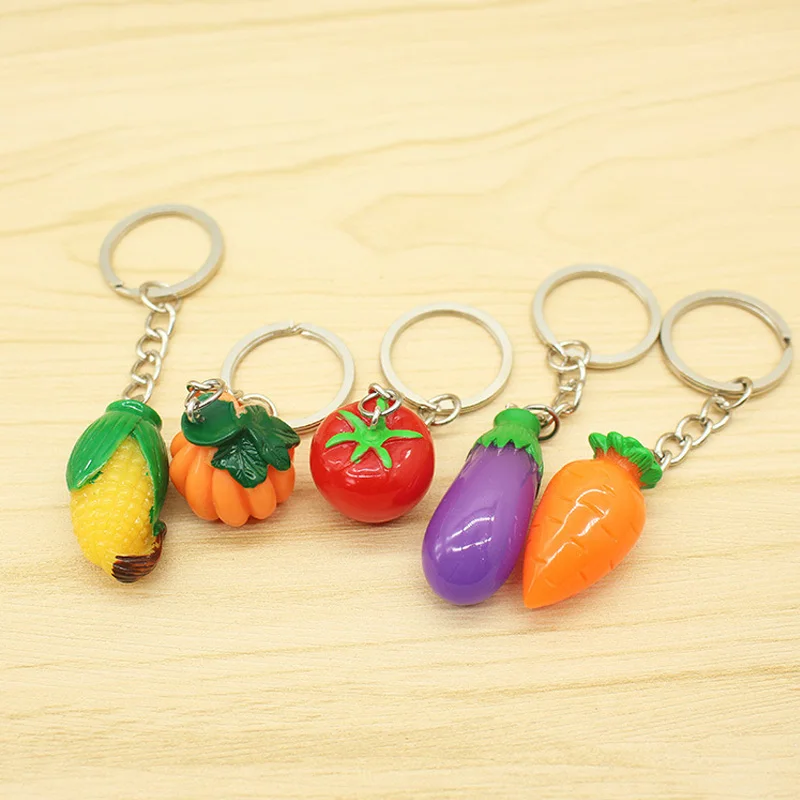 Мини Брелки Имитация томатные баклажаны Кукуруза Тыква морковь креативные милые