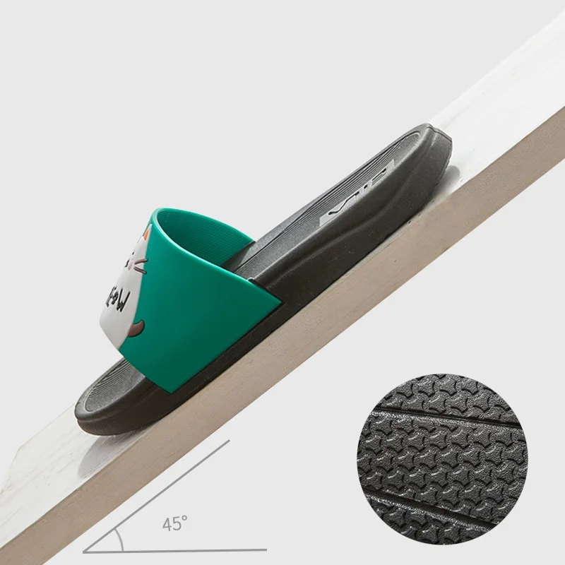 Женские летние тапочки милые с рисунком кота большие размеры уличные шлепанцы на