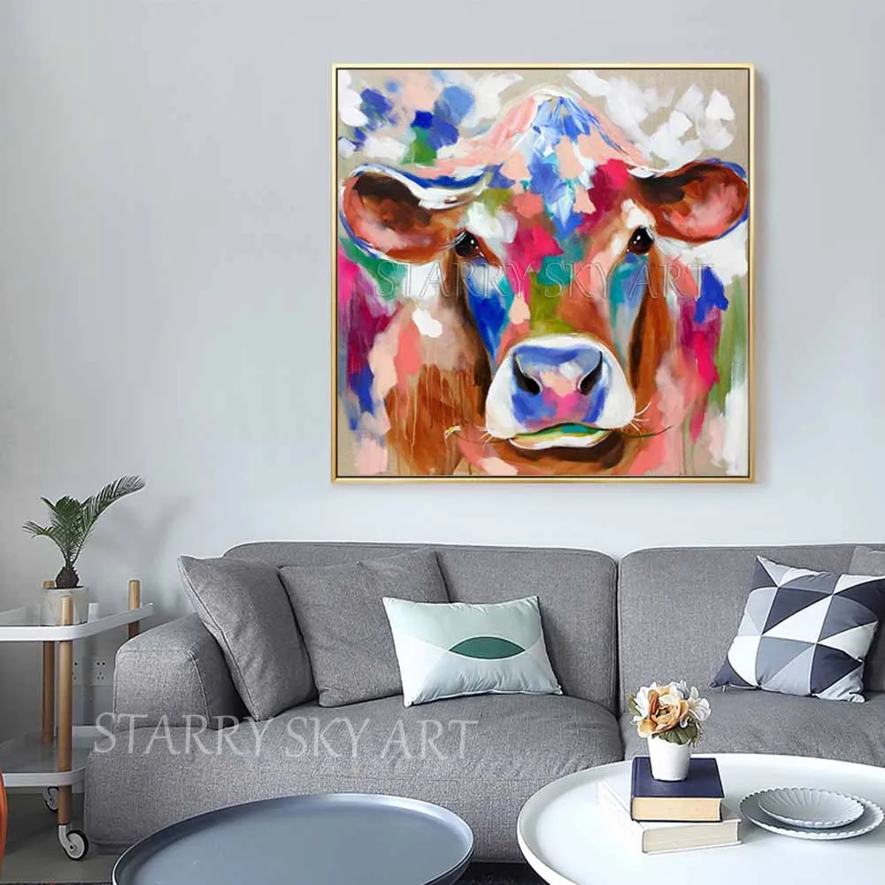 Фото New Arrivals Artist Hand-painted High Quality Funny Animal Cow Oil Painting on Canvas Cute with Flowers Acrylic Дом и сад New Arrivals Artist Hand-painted High Quality Funny Animal Cow Oil Painting on Canvas Cute with Flowers Acrylic Дом и сад