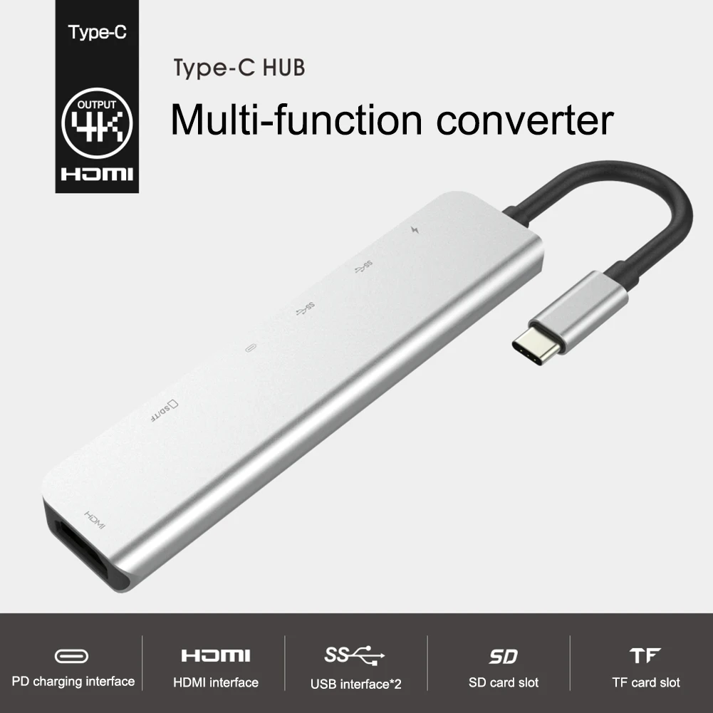 7-в-1 Тип C концентратор мульти Порты и разъёмы HDMI адаптер Ethernet Порты и разъёмы с 2 портами(стандарт 3,0 Порты с 60WPower доставки для macbookand более USB C концентратор USB