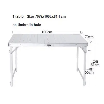 1table70x100x61Hcmb Открытый Отдых полностью алюминиевый пляжный киоск для пикника Рыбалка водительский подъемник портативные складные столы и стулья - Цвет: 1table70x100x61Hcmb