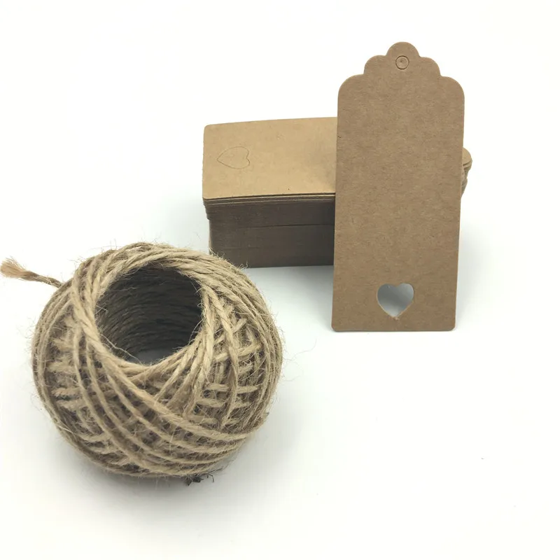 100 шт. Белые коричневые полые бумажные бирки в форме сердца сделай сам гребешок