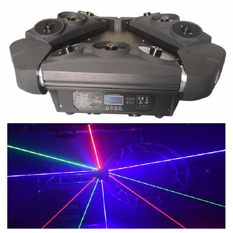 4 шт./лот Лучшая цена Новый RGB паук со вращающейся головой лазерные огни