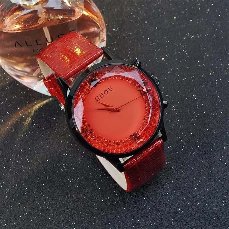 Женские Часы GUOU Reloj Mujer модные изысканные брендовые часы женские enuine с кожаными
