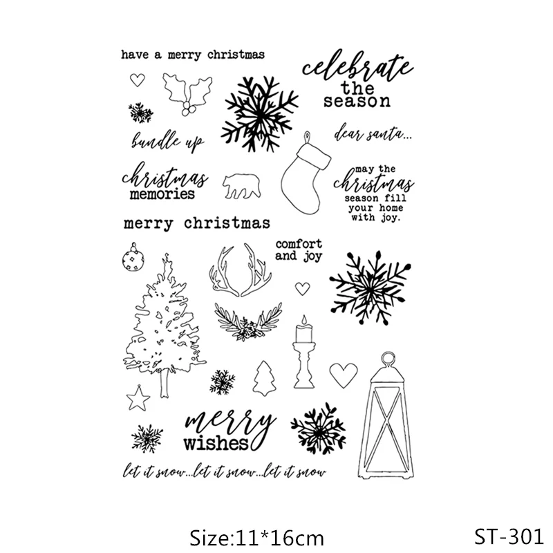 

ZhuoAng Happy Christmas/Snowflake Clear Stamps/Card Making Holiday decorations For scrapbooking Transparent stamps 11*16cm