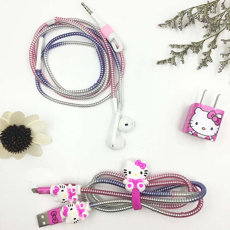 2018 милый мультяшный USB кабель для наушников протектор набор с кабелем Стикеры