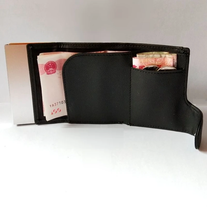 Модная новинка, женские и мужские противоугонные мини-кошельки RFID из искусственной кожи, автоматический скользящий Чехол для карт, RFID алюминиевые держатели для кредитных карт