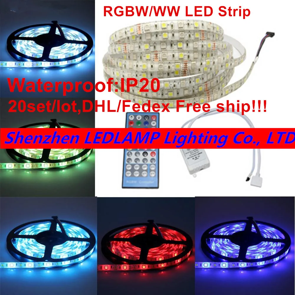 

SMD 5050 300leds 60Led/M RGBW/RGBWW led strip flexible RGB+white/RGB+warm white non-waterproof 5M DC12V+40Key Remote Controller