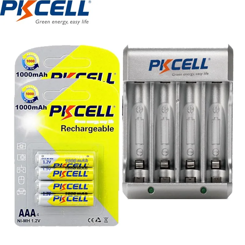 8 шт. PKCELL AAA 1000MAH 1 2 v NIMH батареи 3A перезаряжаемые Упакованные AA/AAA зарядное