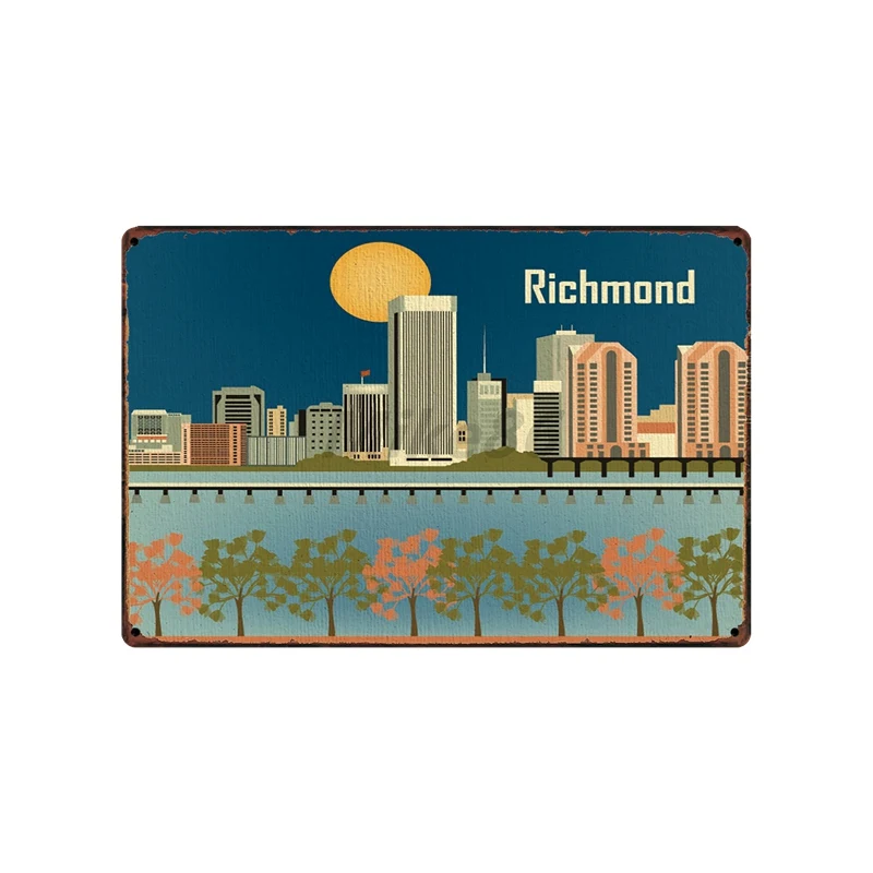 [Mike86] Richmond Wilmington Металлическая Вывеска настенные города постеры на заказ постер