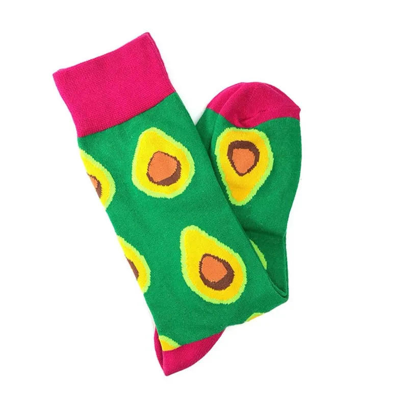 [WPLOIKJD]Creative Street Food Harajuku Socks Men Cotton Happy Weeding Funny Novelty Jacquard Pizza/Avocado Meias Sokken|Мужские носки| |
