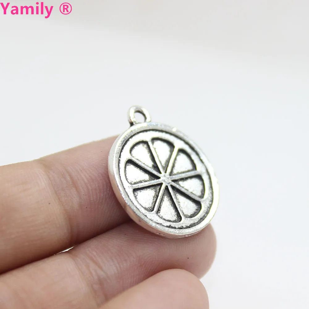 10 шт.-22 мм оранжевый кулон искусственный Серебряный тональный с лимонным кулоном