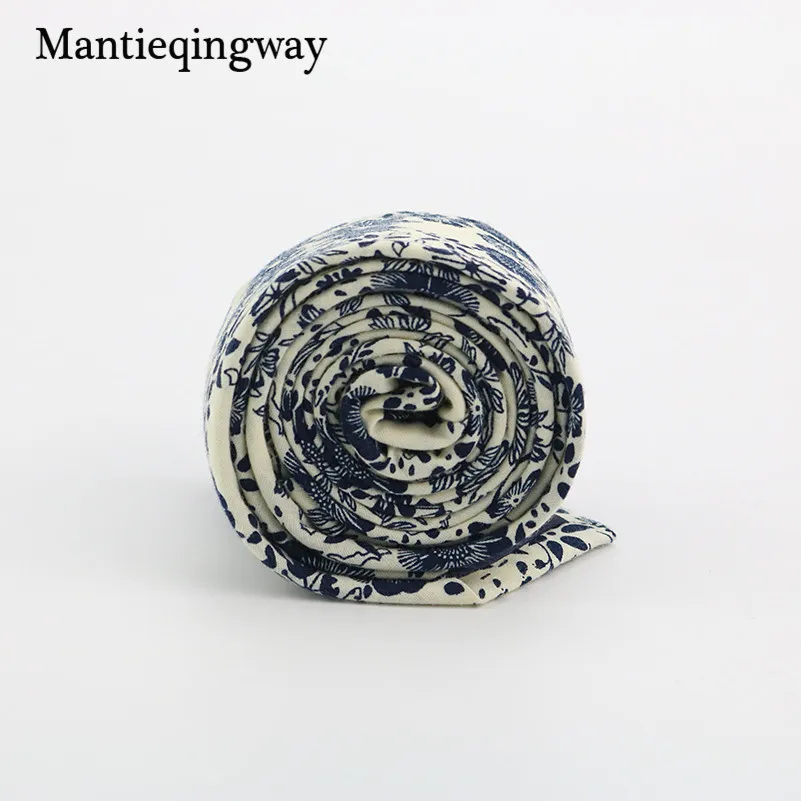 Mantieqingway Винтажный Мужской цветочный галстук на шею синий и белый хлопок повседневные модные галстуки для мужчин s Свадебная вечеринка Цветочные Галстуки Галстук