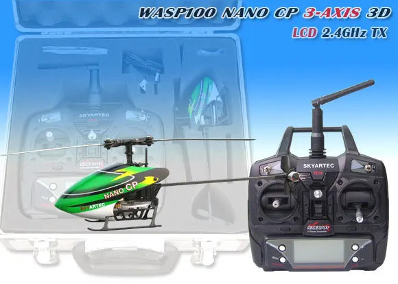 Skyartec WASP100 NANO CP 6CH 2,4G 3D Flybarless с одним лезвием 3-Axis Gyro 7CH ЖК-дисплей TX контроллер мини открытый Квадрокоптер RTF RC