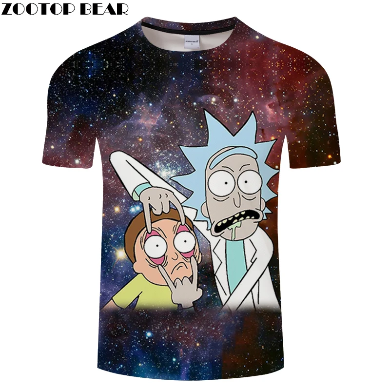 Мужская футболка с 3D принтом Rick & Morty забавная летняя коротким рукавом для