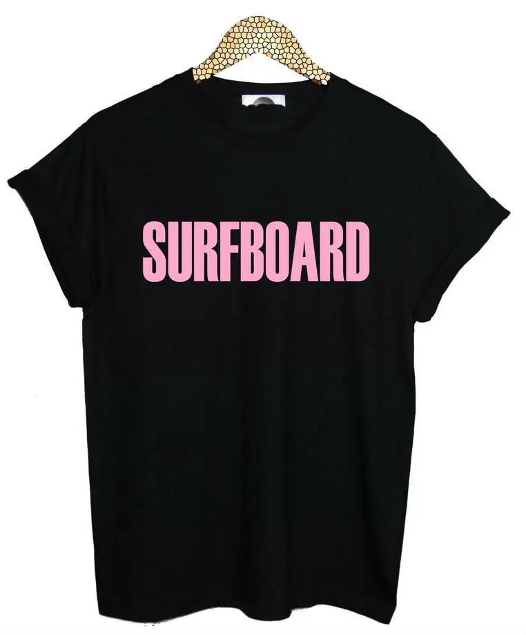 Футболка женская хлопковая белая/черная с принтом в виде серфинга стиле