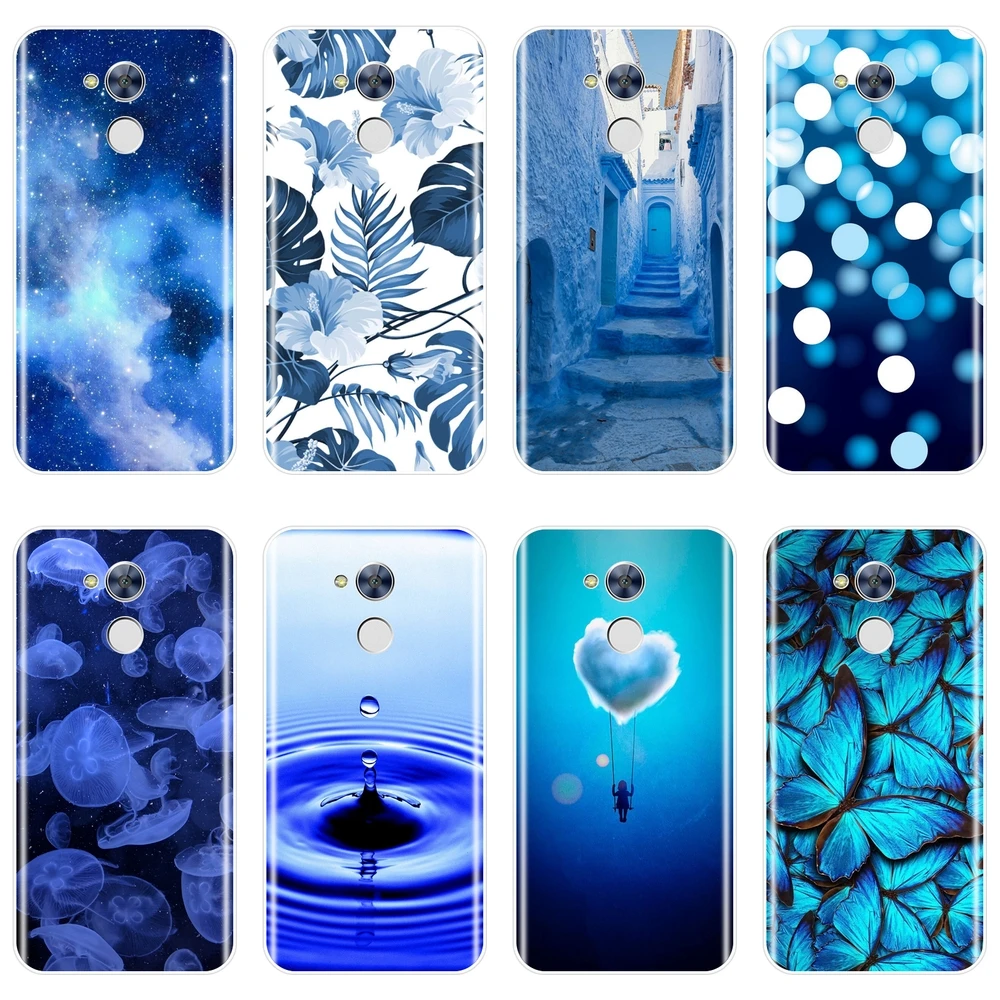 Чехол для Huawei Honor 6 5A 4X 5X 6X Мягкая силиконовая задняя крышка с голубым сердцем