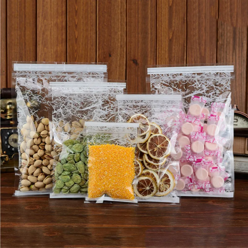 

Ferimo 100pcs Zip lock ziplock bag sealing packaging storage bags plastic transparent food candy chocolates gift pouch package