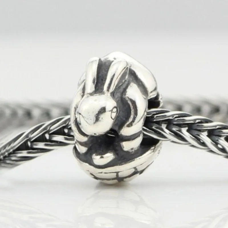 Genuine 925 Sterling Silver Animal The Hare and the Tortoise Charm Bead Fits European 3.0mm Bracelet Jewelry | Украшения и