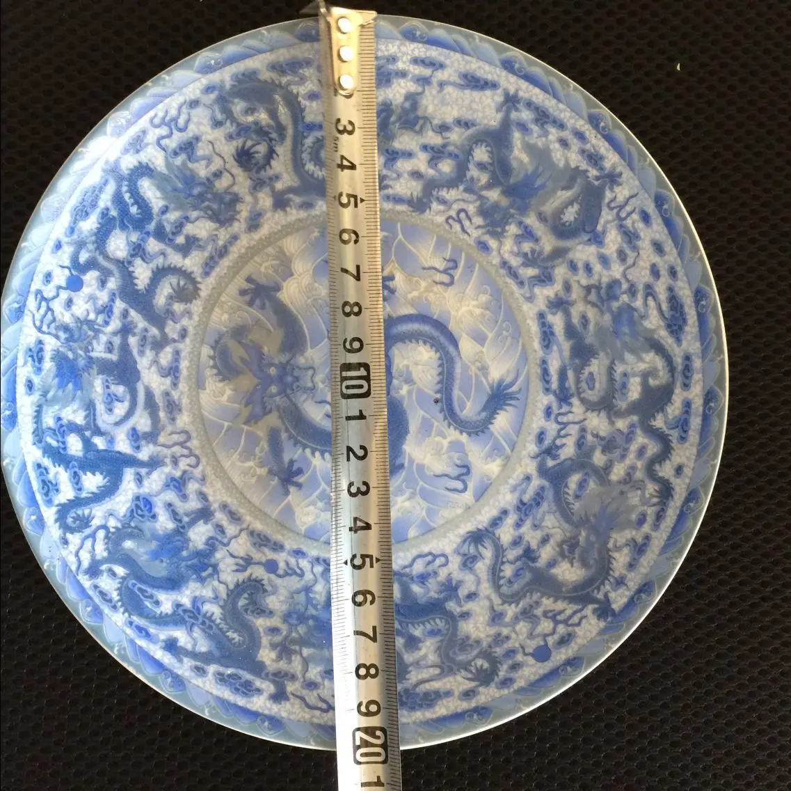 Сборная китайская перегородчатая фарфоровая тарелка Qianlong с рисунком дракона
