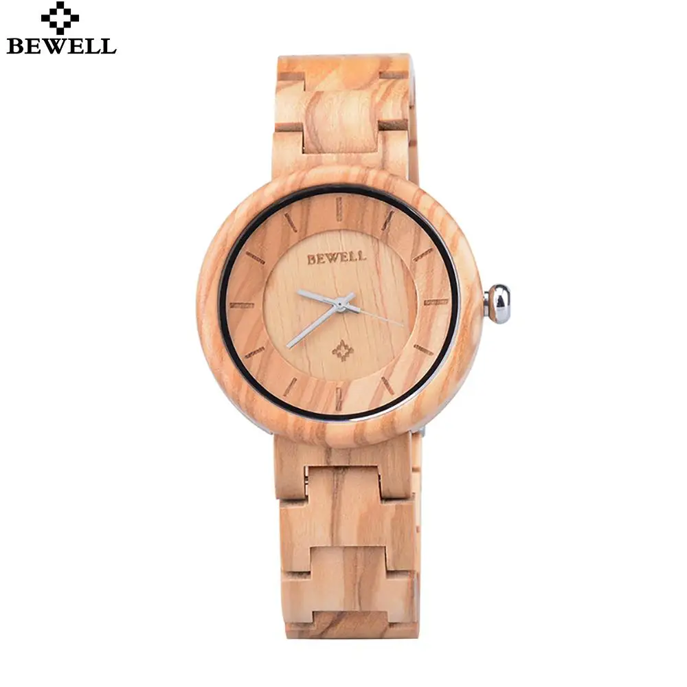 Bewell деревянные часы кварцевые женские оливковые orginall дизайнерские модные |